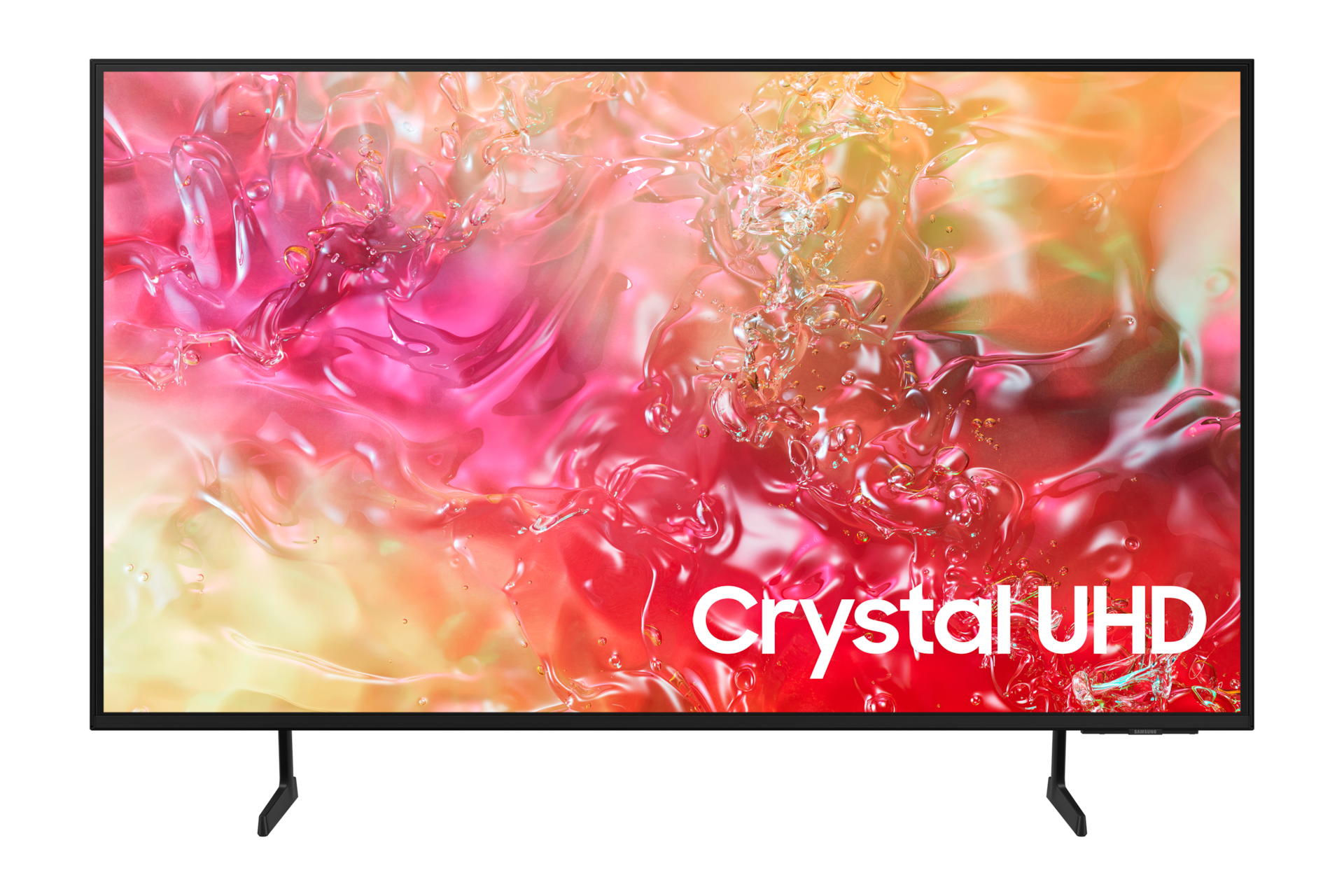 Duży telewizor 43” Crystal UHD DU7192 stojący na podstawie, widok na wprost