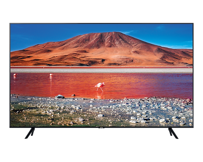 Telewizor Samsung Crystal UHD 4K o wielkości 43 cali UE43TU7002KXXH z Wyświetlaczem Krystalicznym, Wielozadaniowym pilotem, HDR10+ - widok na przód 