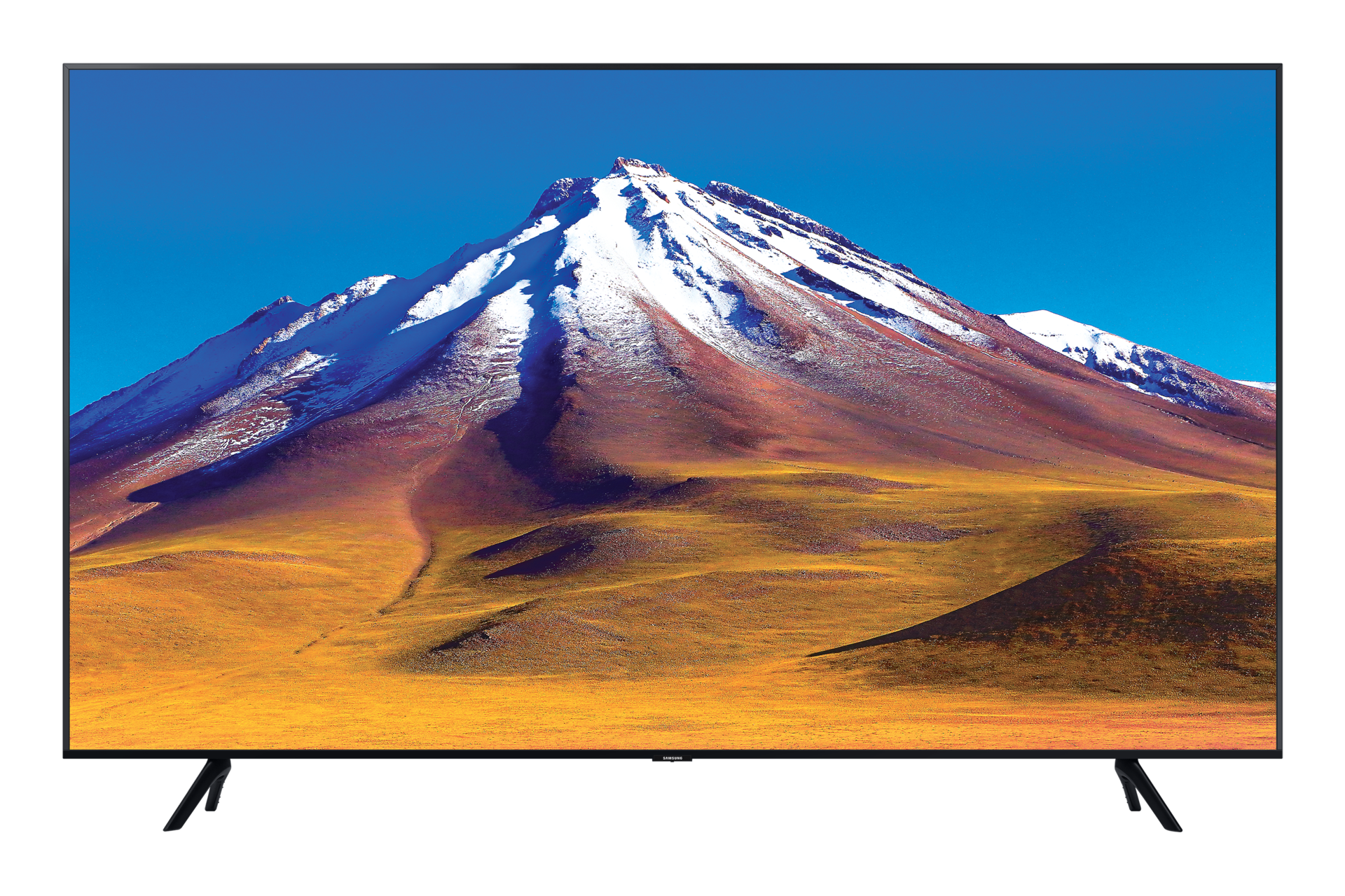 Telewizor 55 cali Samsung UHD seria TU7092 czyli niesamowite kolory dzięki procesorowi Crystal UHD - widok frontu urządzenia.