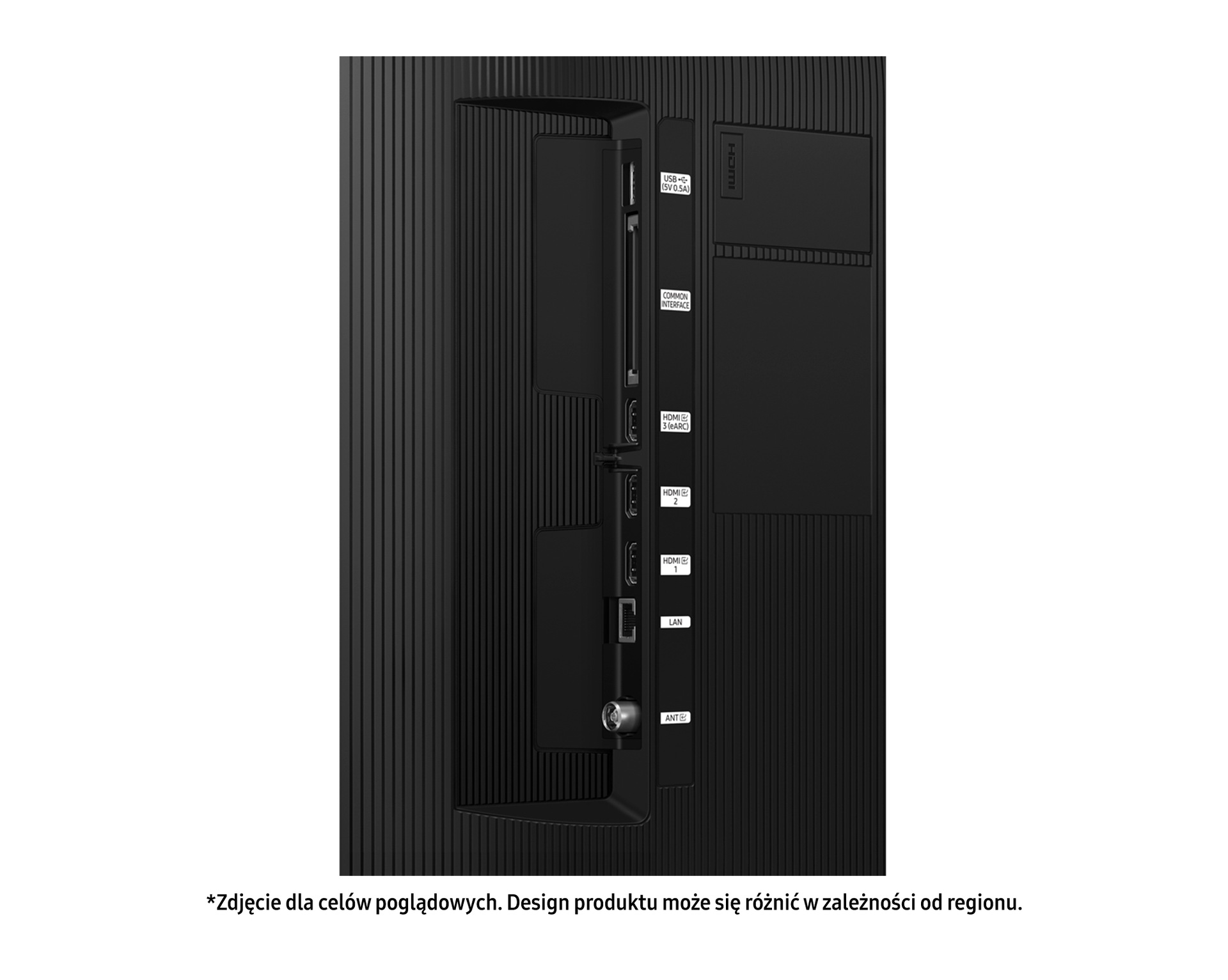 Grafika na której widac zbliżenie na porty w telewizorze 65” Crystal UHD DU7192