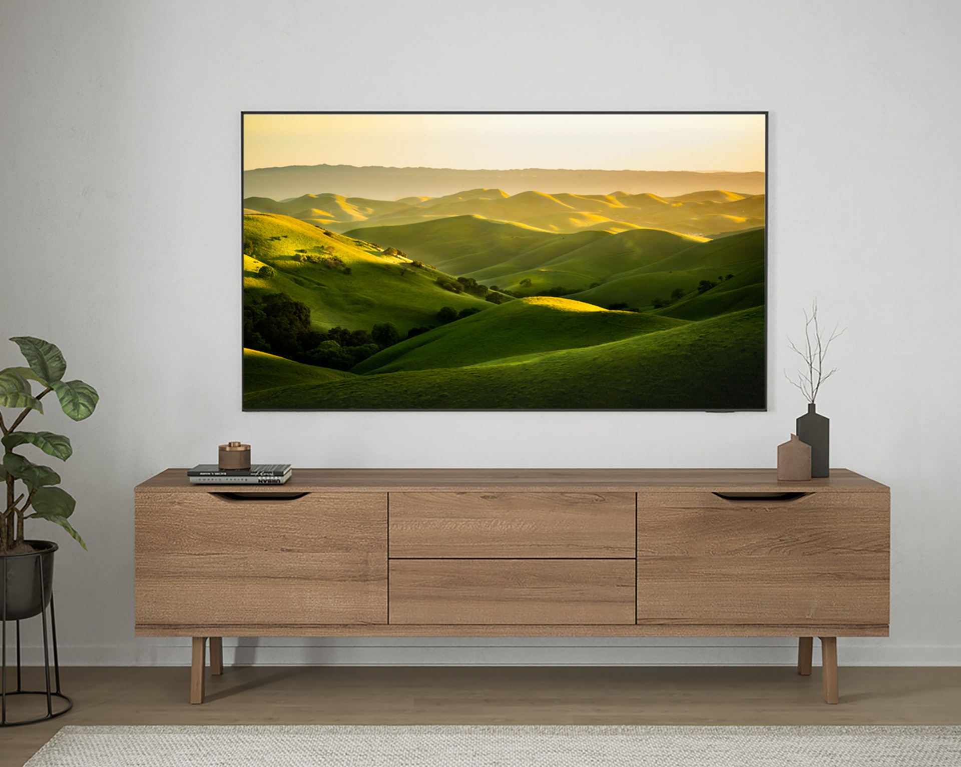 Grafika telewizor 75” Crystal UHD DU7192 wyeksponowany na szafce