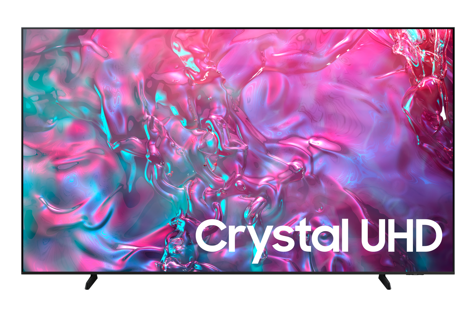 Super duży telewizor 98” Crystal UHD DU9072 stojący na podstawie, widok na wprost