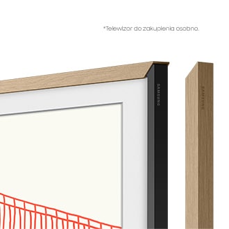Zbliżenie na założony jenen element ramki The Frame w telewizorze Samsung 50 cali (VG-SCFA50TKBXC)