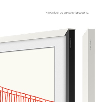 Zbliżenie na założony jenen element ramki The Frame w telewizorze Samsung 50 cali (VG-SCFA50WTBXC)