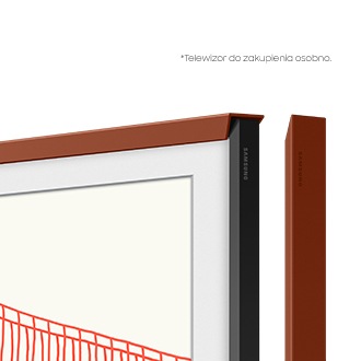 Zbliżenie na założony jenen element ramki The Frame w telewizorze Samsung 55 cali (VG-SCFA55TRCXC)