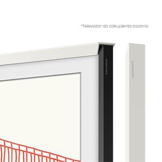 Zbliżenie na założony jenen element ramki The Frame w telewizorze Samsung 55 cali (VG-SCFA55WTCXC)