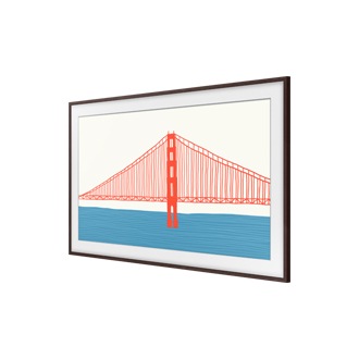 Telewizor Samsung The Frame 65" z wymienną ramką wiszący na ścianie (VG-SCFA65BWBXC) - widok po skosie w lewo