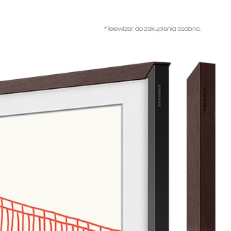 Zbliżenie na założony jenen element ramki The Frame w telewizorze Samsung 75 cali (VG-SCFA75BWBXC)