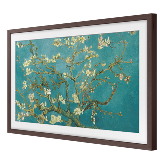 Telewizor Samsung The Frame 32" z wymienną ramką wiszący na ścianie (VG-SCFC32BWBXC) - widok po skosie w lewo