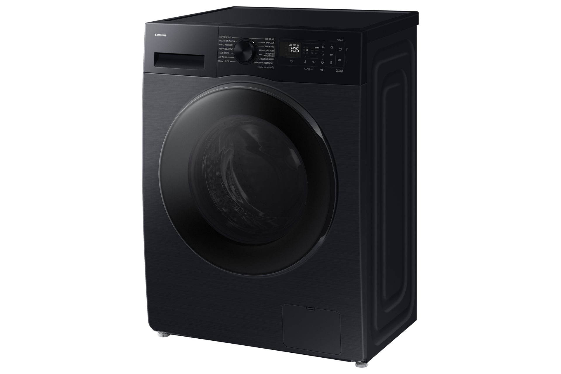 Pralko-suszarka AI Slim Samsung 9/5kg WD90DG5G34BBEO z technologią AI Ecobubble™, lewy bok