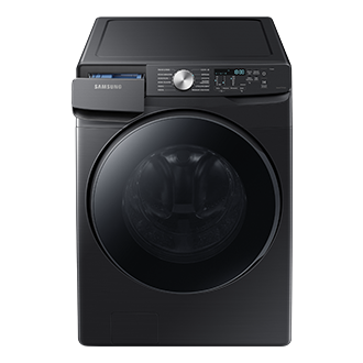 Front pralki Samsung EcoBubble™ WF18T8000GV z wysuniętą szufladą na środki piorące
