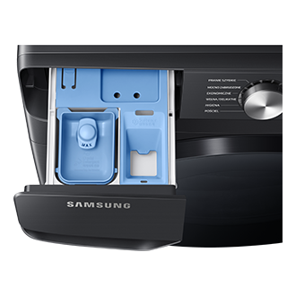 Wysunięta szuflada na detergenty pokazana z bliska - pralka Samsung EcoBubble™ WF18T8000GV