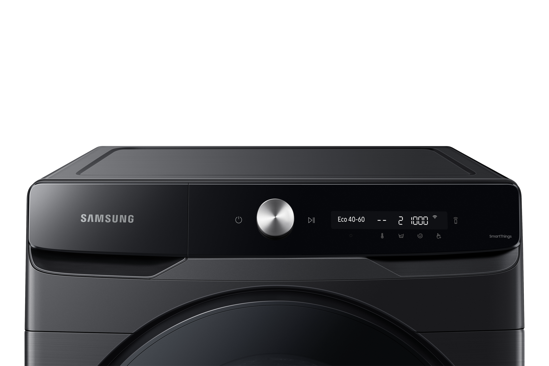 Czarna pralka Samsung WF20DG8650BVU4 z panelem AI Control i wyświetlaczem SmartThings