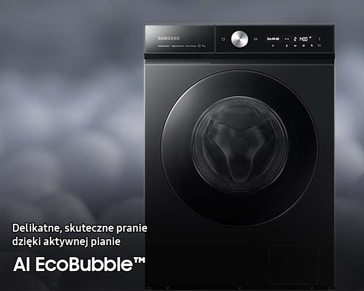 Pralka Bespoke AI™ QuickDrive™ WW11BB744DGBS6 z informacją o funkcji aktywnej piany AI EcoBubble™