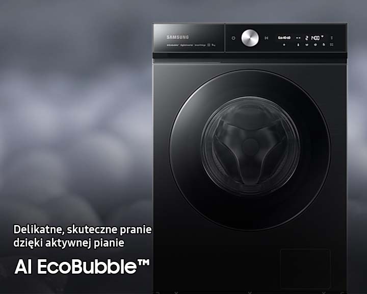 Pralka Bespoke AI™ QuickDrive™ WW11BB744DGBS6 z informacją o funkcji aktywnej piany AI EcoBubble™