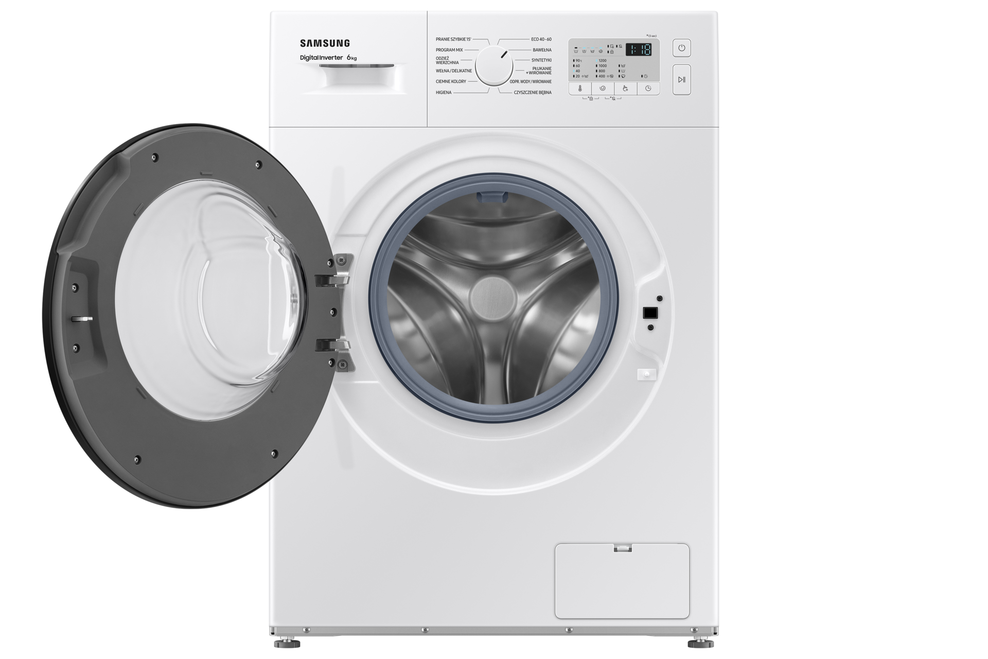 Pralka Slim WW60A3120BH/EO przodem z otwartymi drzwiami