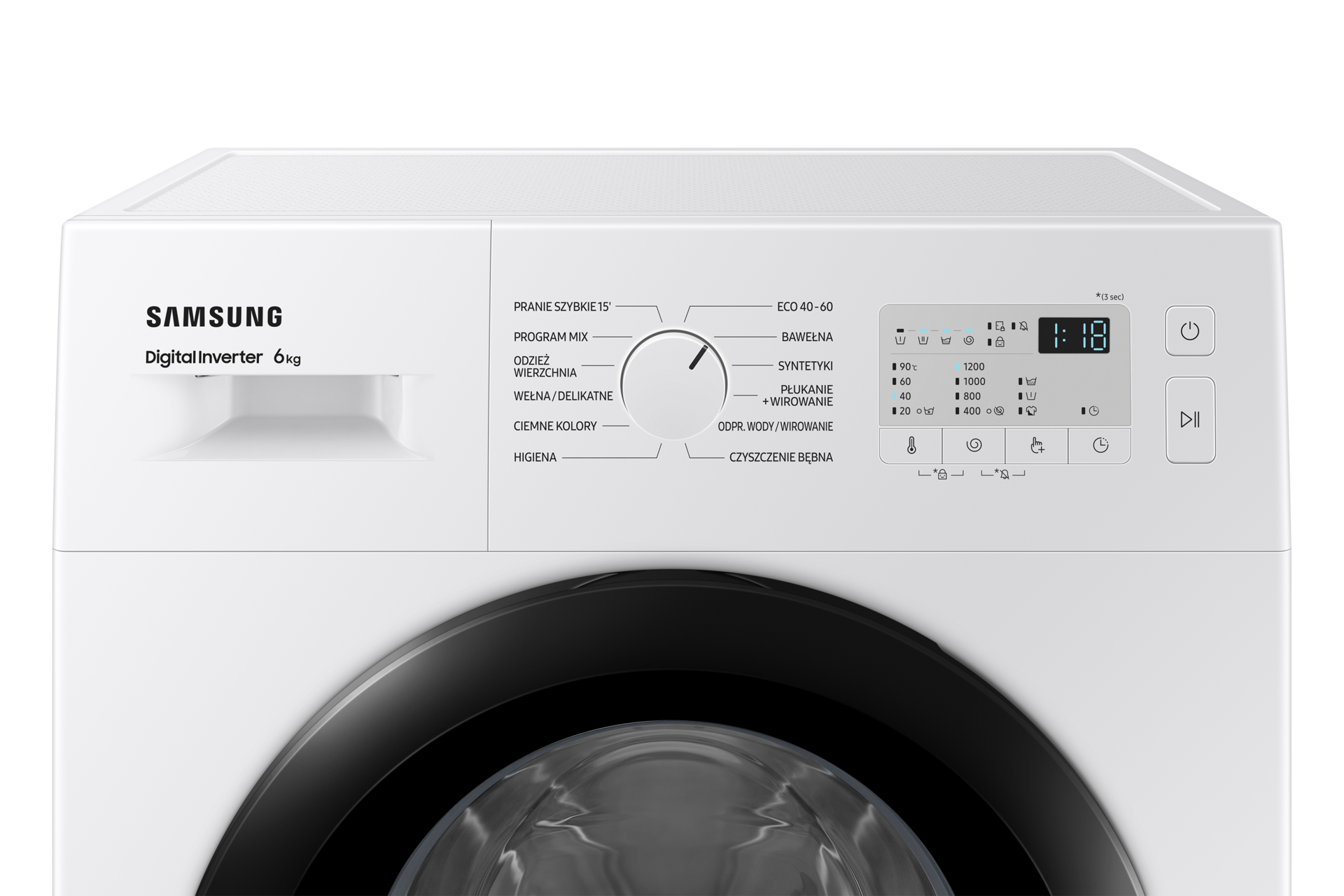 Wyświetlacz pralki Slim WW60A3120BH/EO przodem