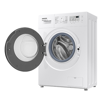 Pralka Slim WW60A3120BH/EO po skosie z otwartymi drzwiczkami