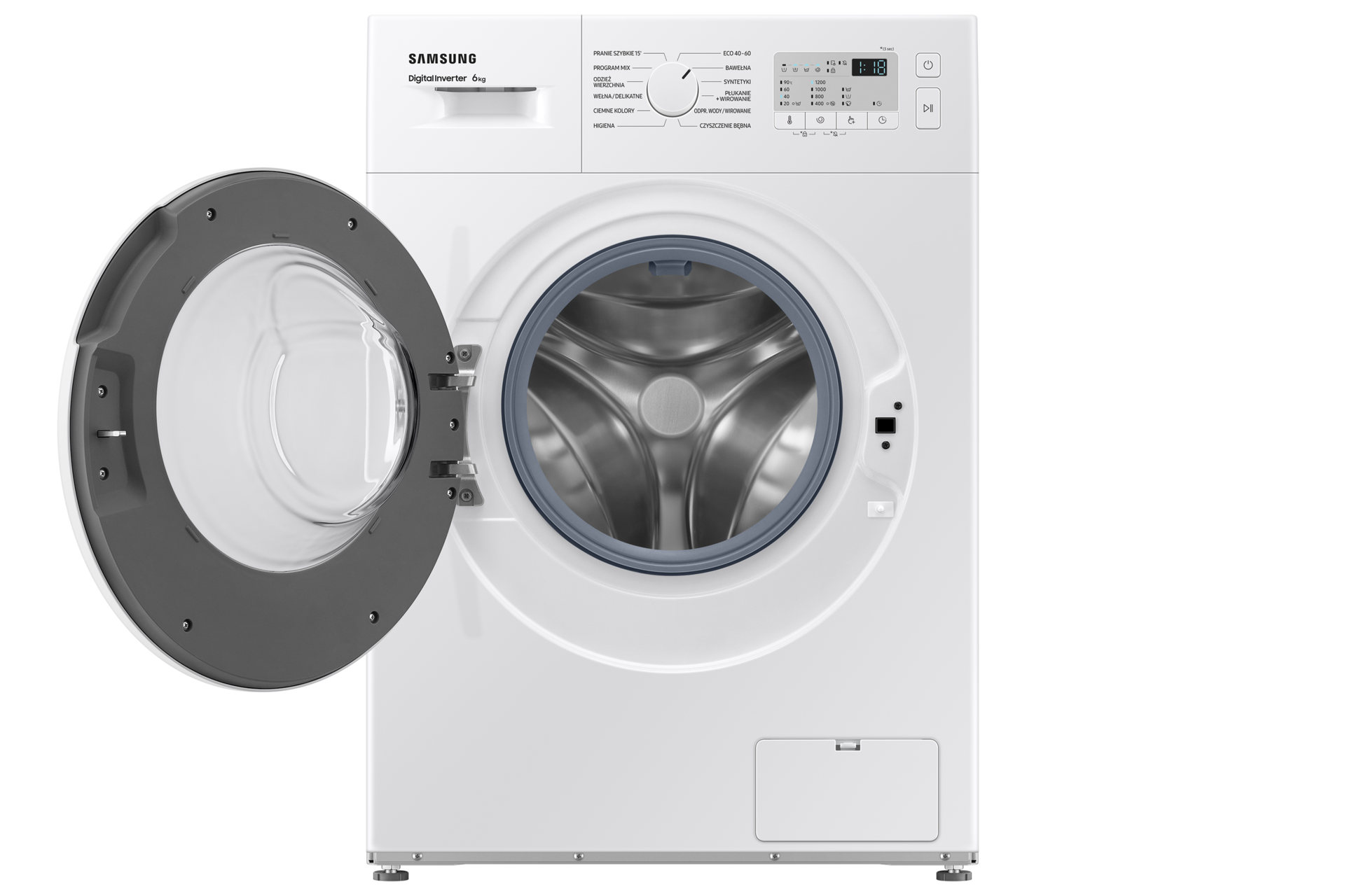 Pralka Slim WW60A3120WH/EO przodem z otwartymi drzwiami