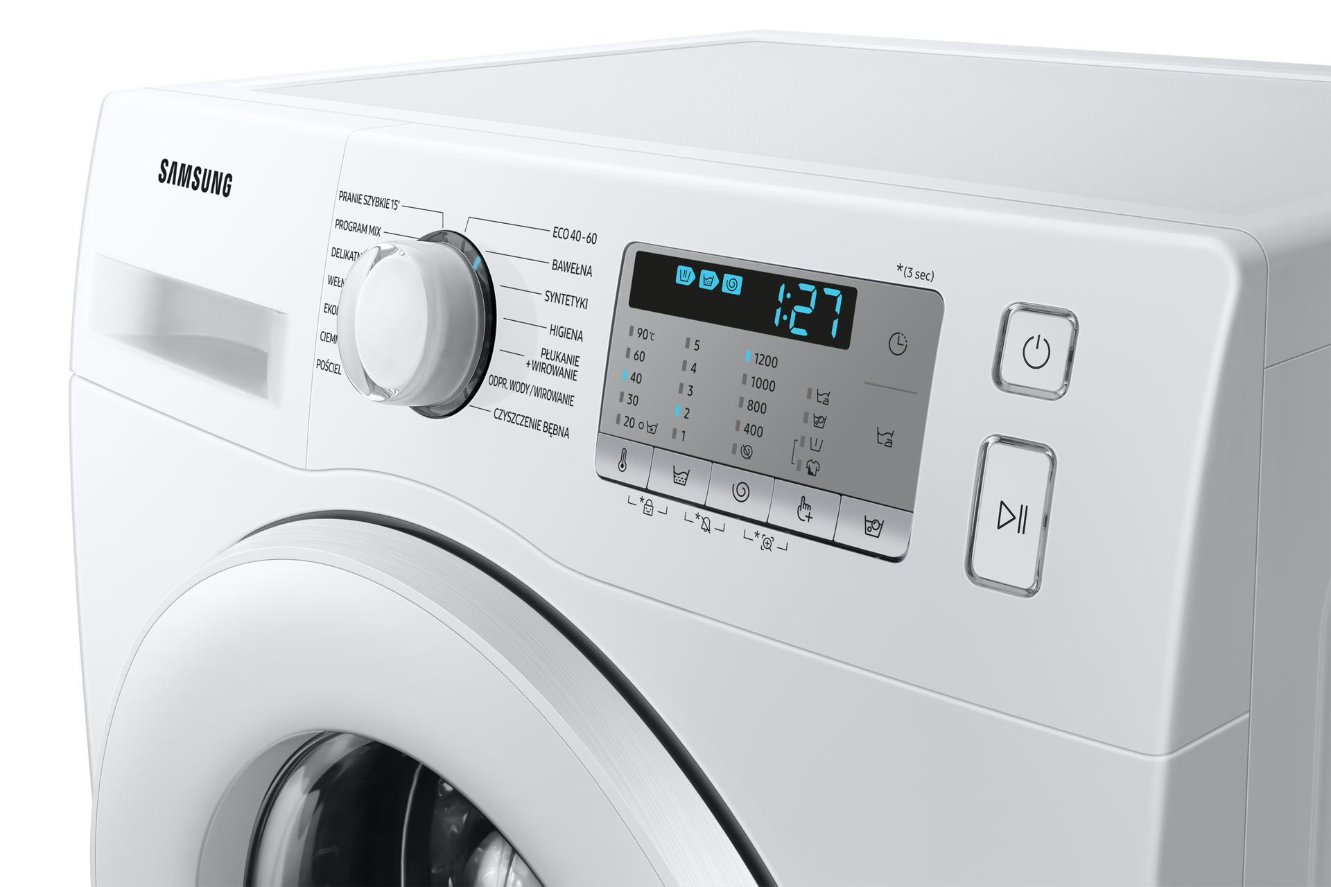 Samsung EcoBubble™ WW70AA126TH - pralka Slim 7 kg - zdjęcie tylko górna połowa po skosie