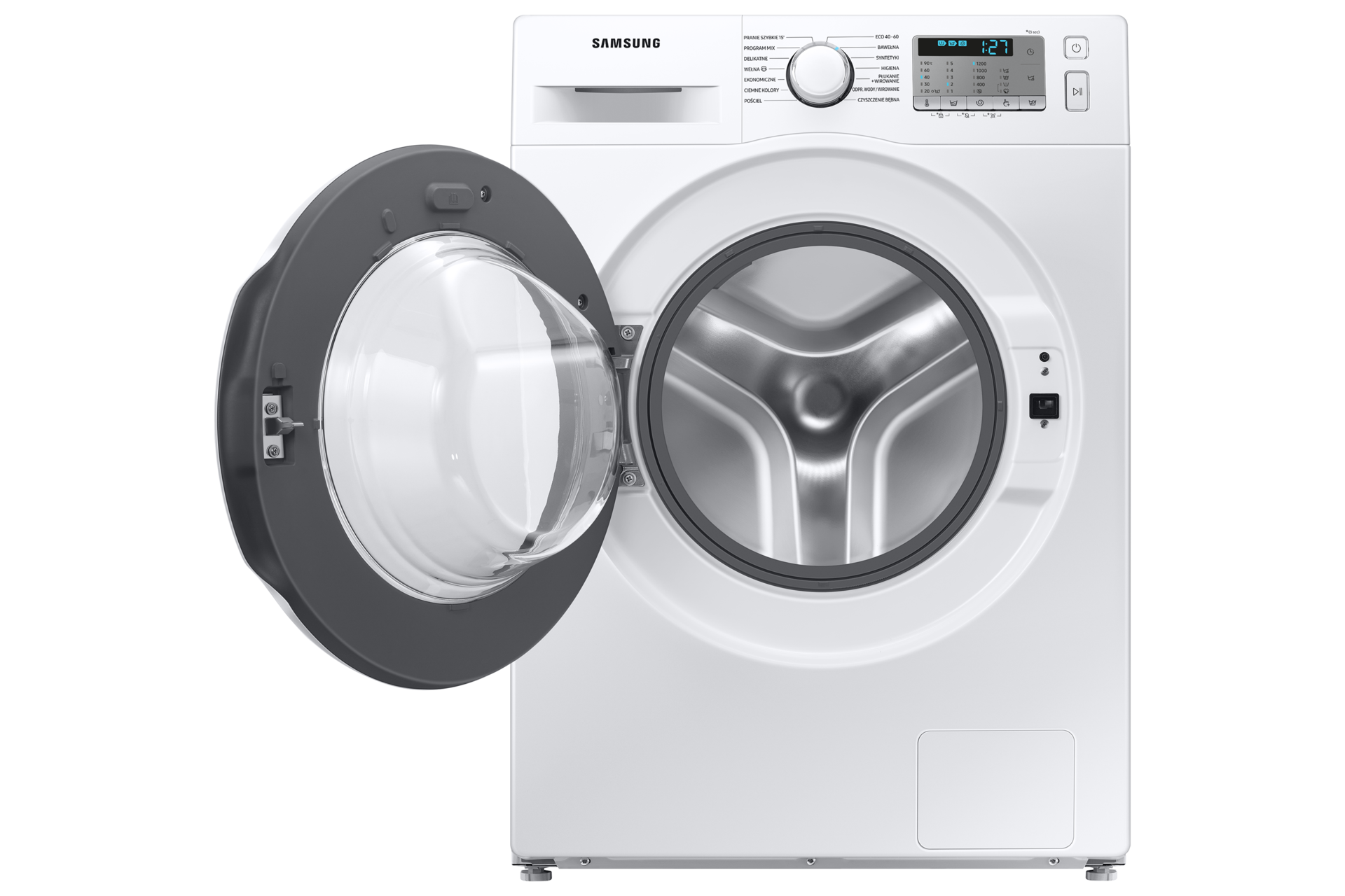 Pralka Slim 7 kg WW70AA126TH z otwartymi drzwiami - posiada silnik Digital Inverter, programy parowe oraz technologię EcoBubble™