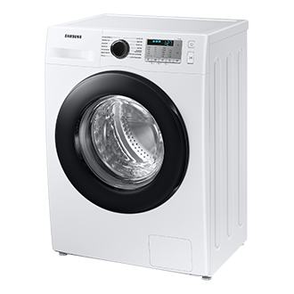 Pralka Samsung Slim WW80AA126AH widoczna od prawej strony pod kątem, posiadająca technologię EcoBubble™ 