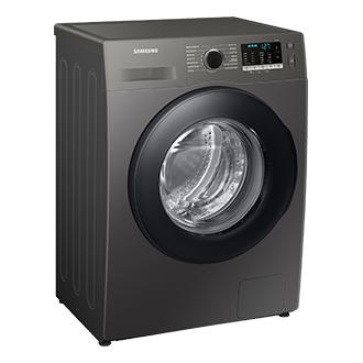 Zaprezentowana z prawej strony pod kątem pralka Samsung Slim WW80AA126AX z silnikiem Digital Inverter