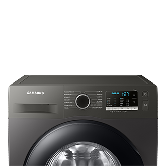 Pralka Samsung Slim WW80AA126AX posiadająca silnik Digital Inverter, technologię EcoBubble™ oraz programy parowe - widok górnej połowy