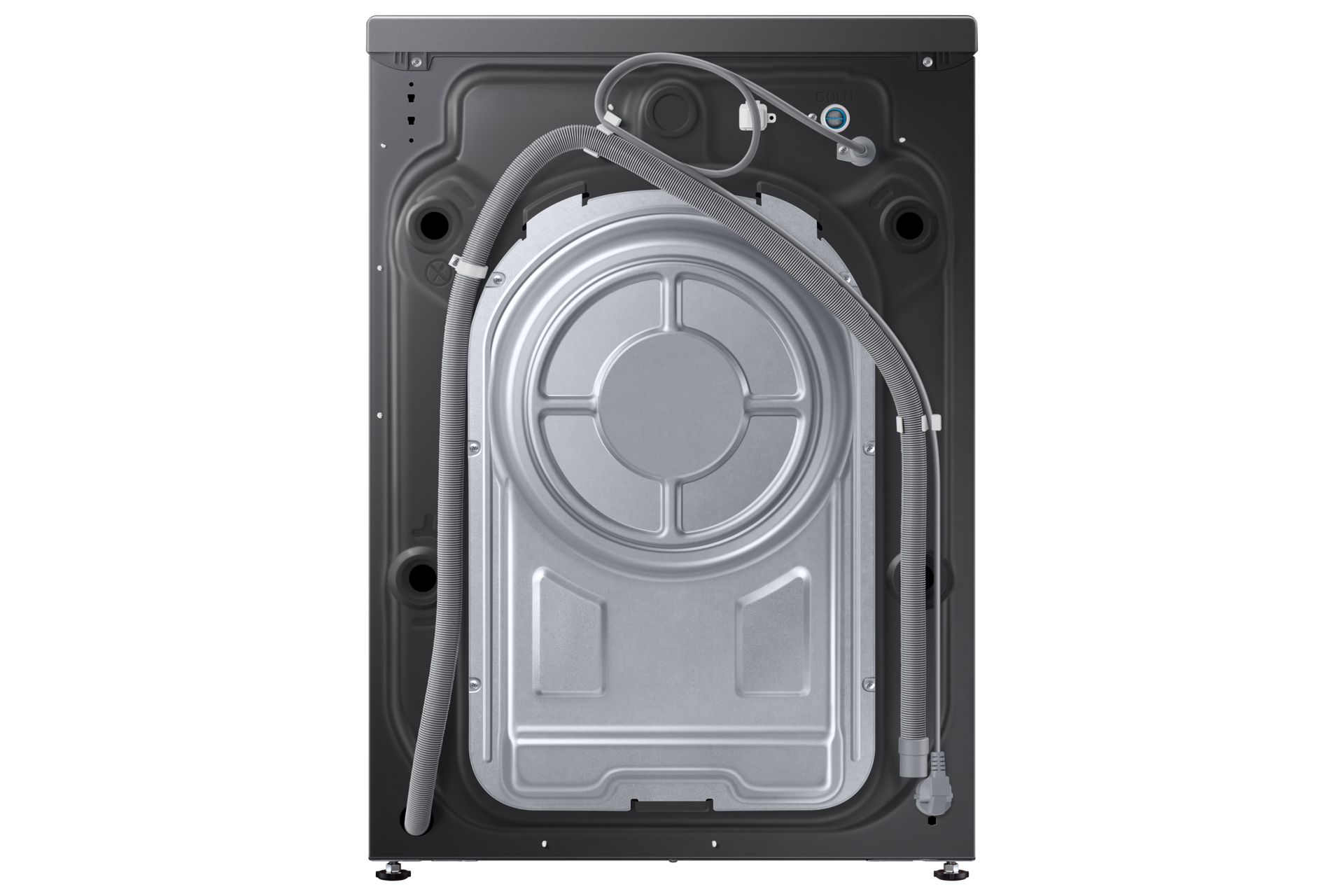 Tył czarnej pralki Slim AI EcoBubble™ 9kg WW90DG6G94LBU4