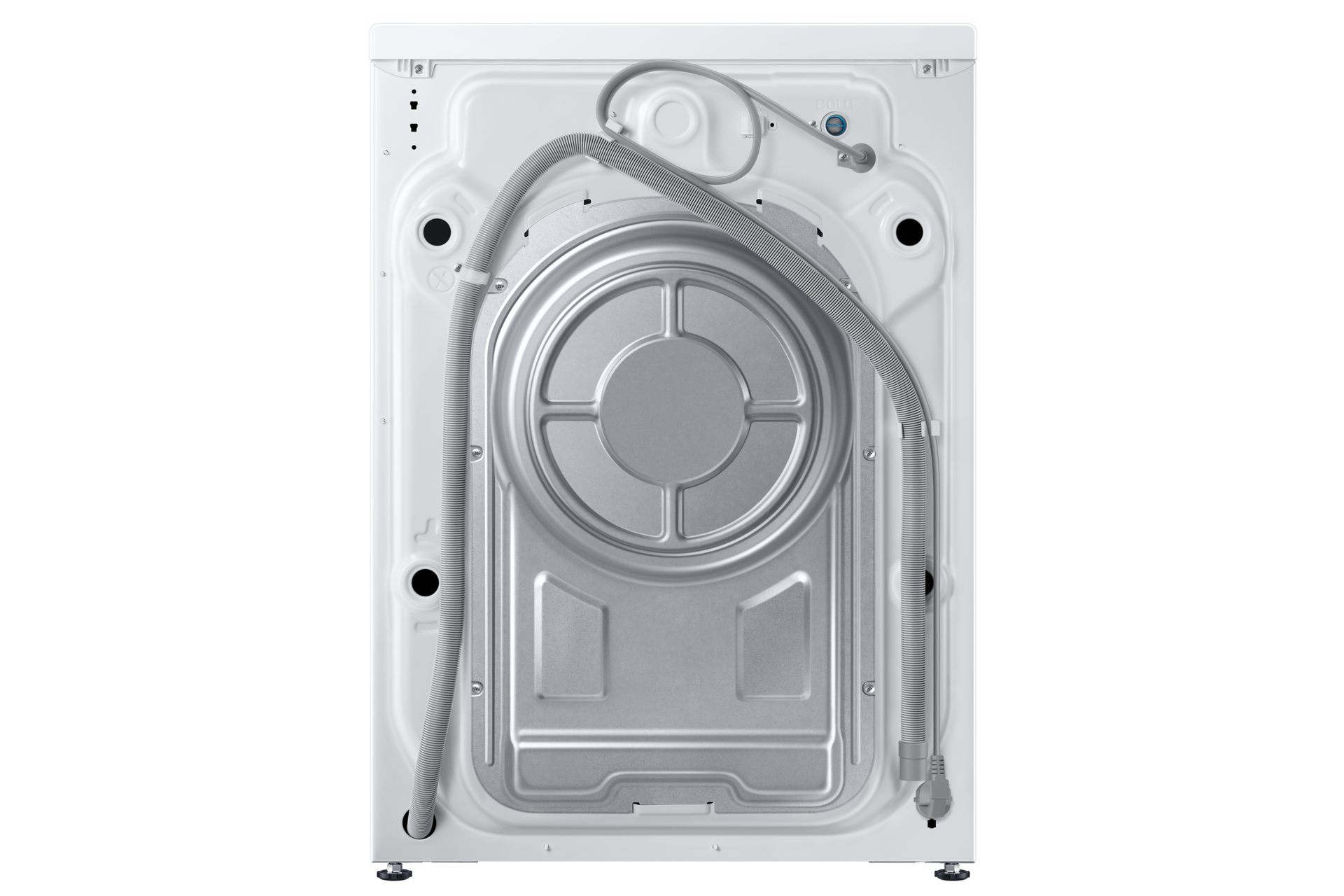 Tył białej pralki Slim AI EcoBubble™ 9kg WW90DG6G94LKU4