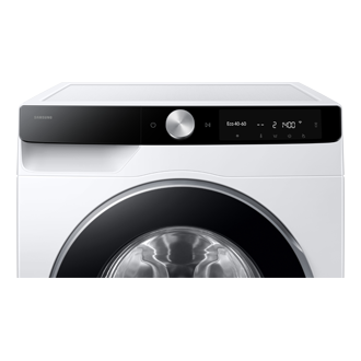 Panel sterowania pralki Samsung Slim AI EcoBubble™ WW90DG6G94LKU4 z wyświetlaczem i pokrętłem do wyboru programu