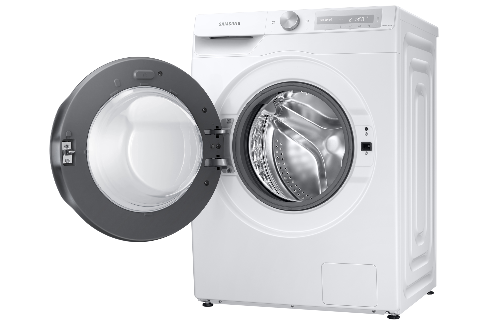 Pralka EcoBubble™ WW90T634DHHS6 widok po skosie w lewo z otwartymi drzwiami