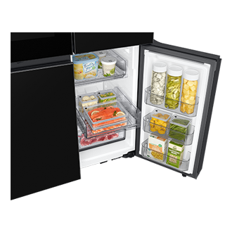 BESPOKE RF9000 T Style French Door Refrigerator with See-thru Door Detail2 Clean Black 