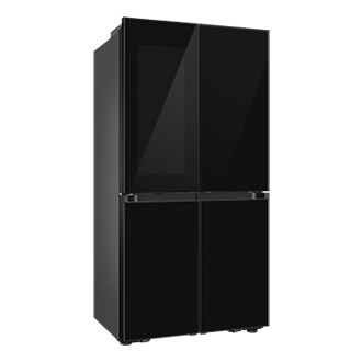 BESPOKE RF9000 T Style French Door Refrigerator with See-thru Door L-Perspective Clean Black 