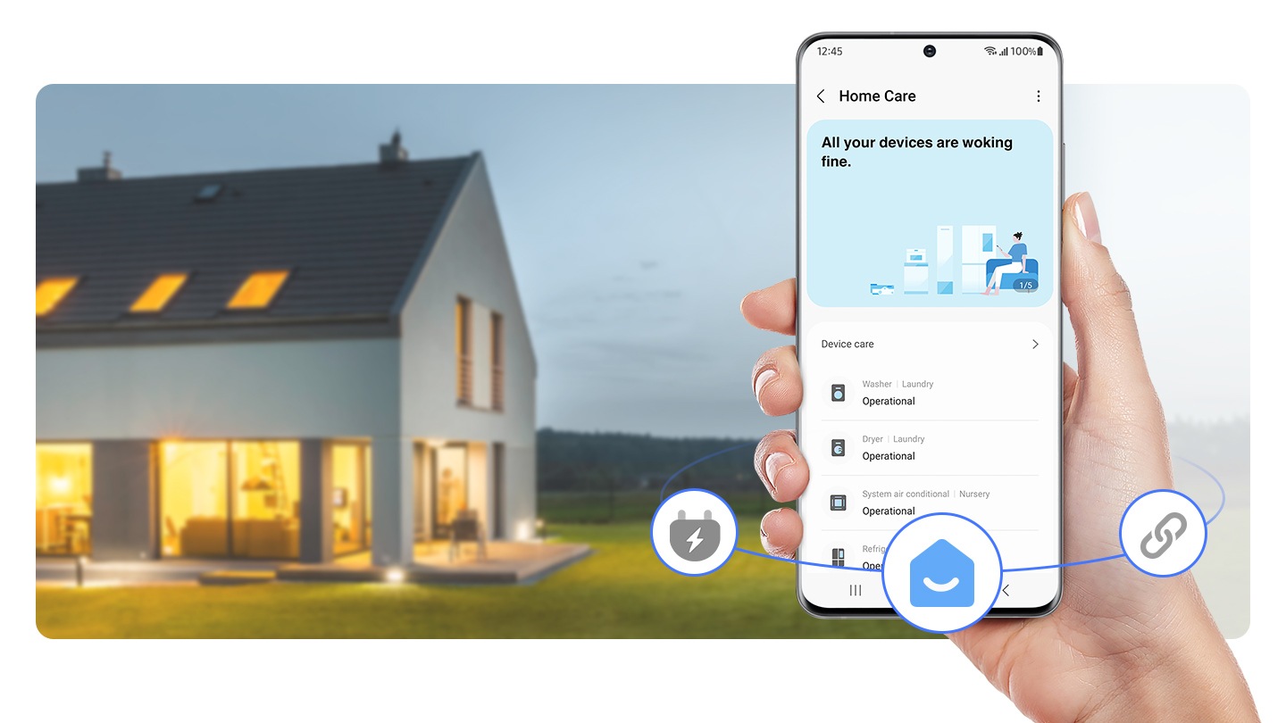 Egy személy használja a SmartThings Home care szolgáltatást, és gondoskodik a készülék működéséről.