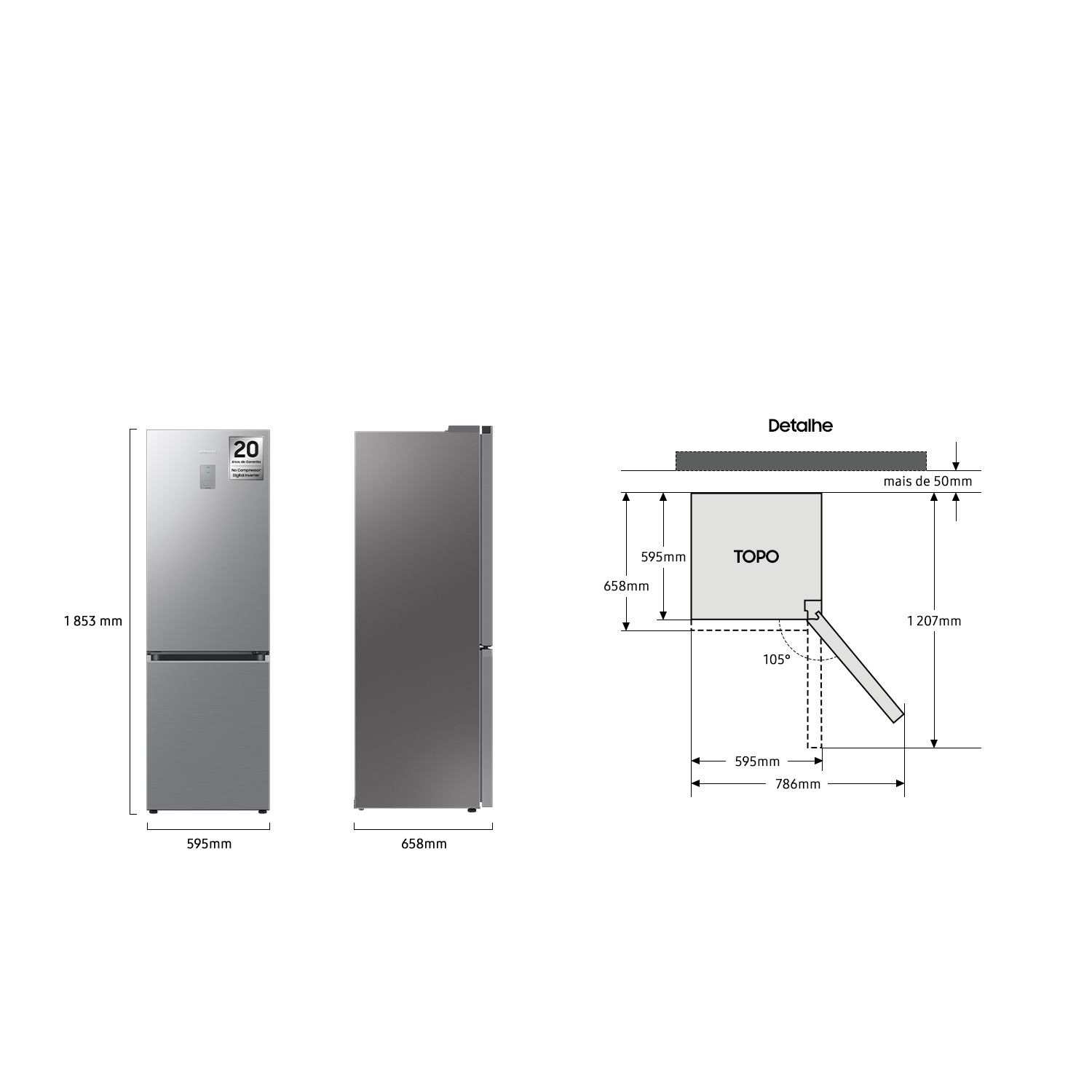 Samsung RB34C600CWW réfrigérateur-congélateur Pose libre 344 L C