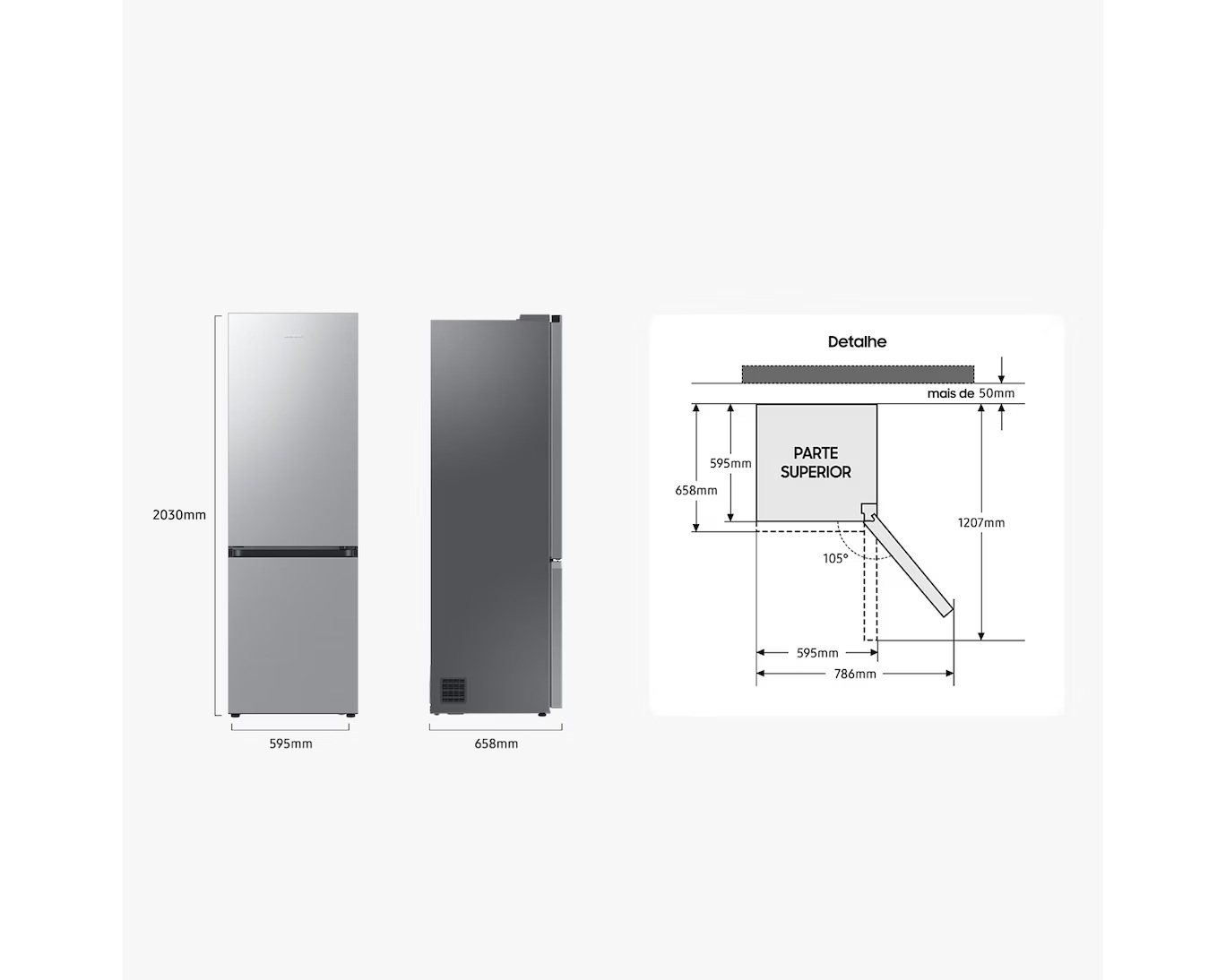 390L Frigorífico Combinado Modo Energia IA SmartThings Look Inox Look Inox
