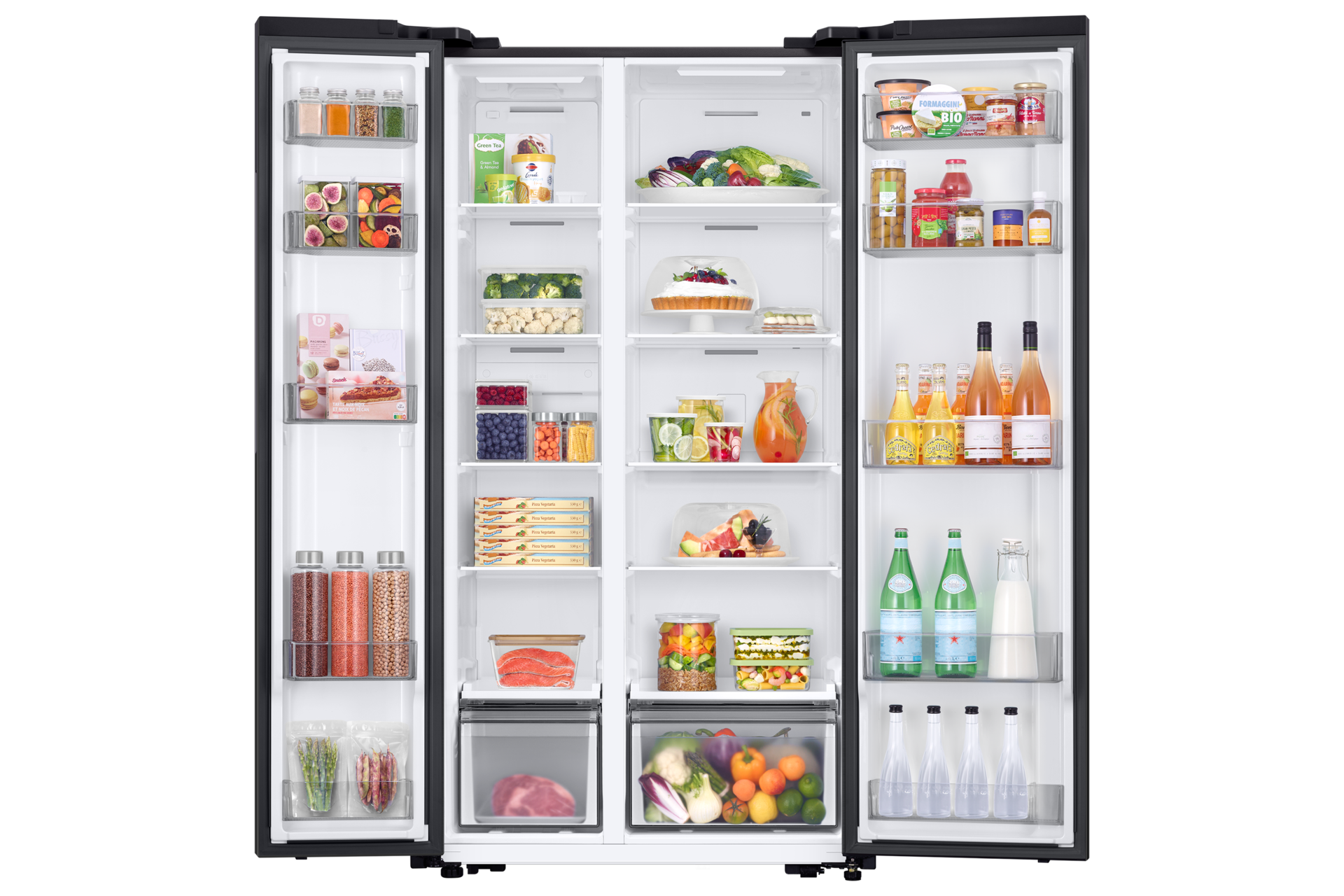 583L Frigorífico Americano Modo Energia IA SmartThings, Antracite Front-Open-With-Food Black 