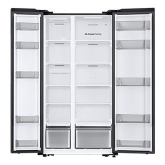 583L Frigorífico Americano Modo Energia IA SmartThings, Antracite Front-Open Black 