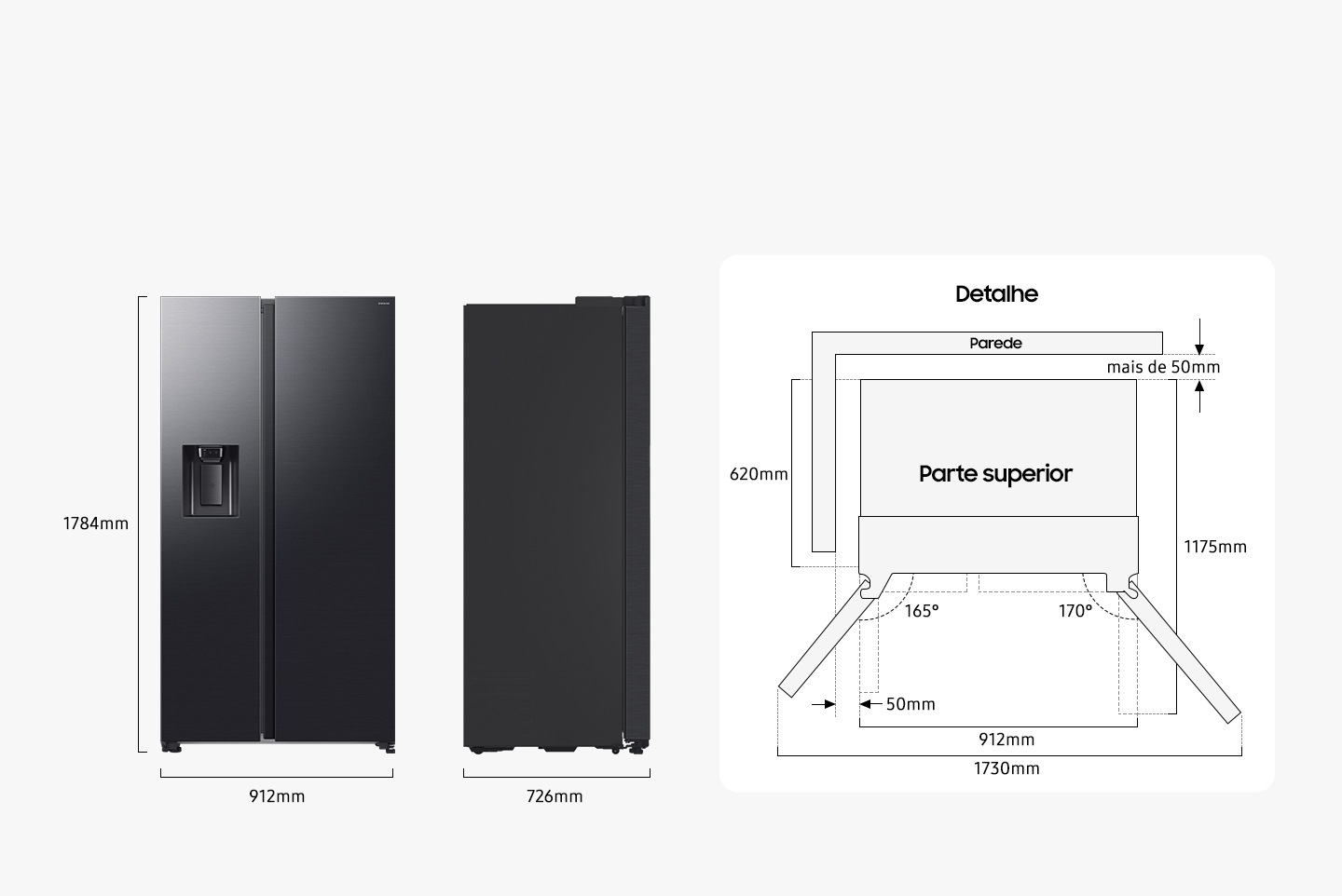 640L Frigorífico Americano Modo Energia IA SmartThings, Preto Preto