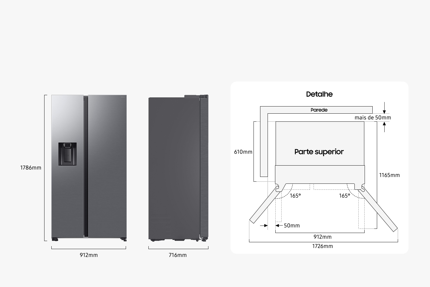 640L Frigorífico Americano Modo Energia IA SmartThings com Depósito de água, Inox Inox