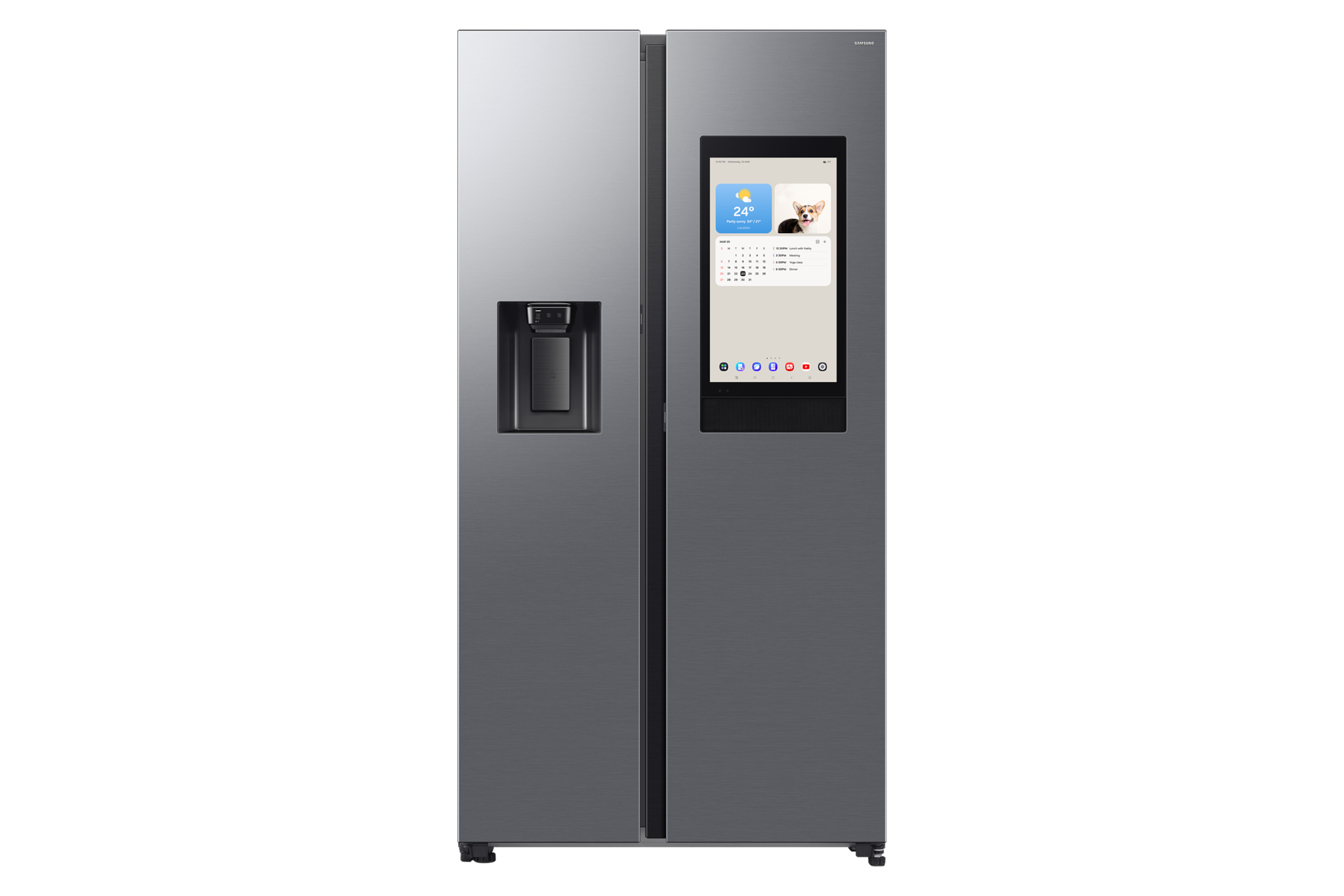 614L Frigorífico Americano Family Hub Bespoke AI com abertura automática de porta, Inox Inox