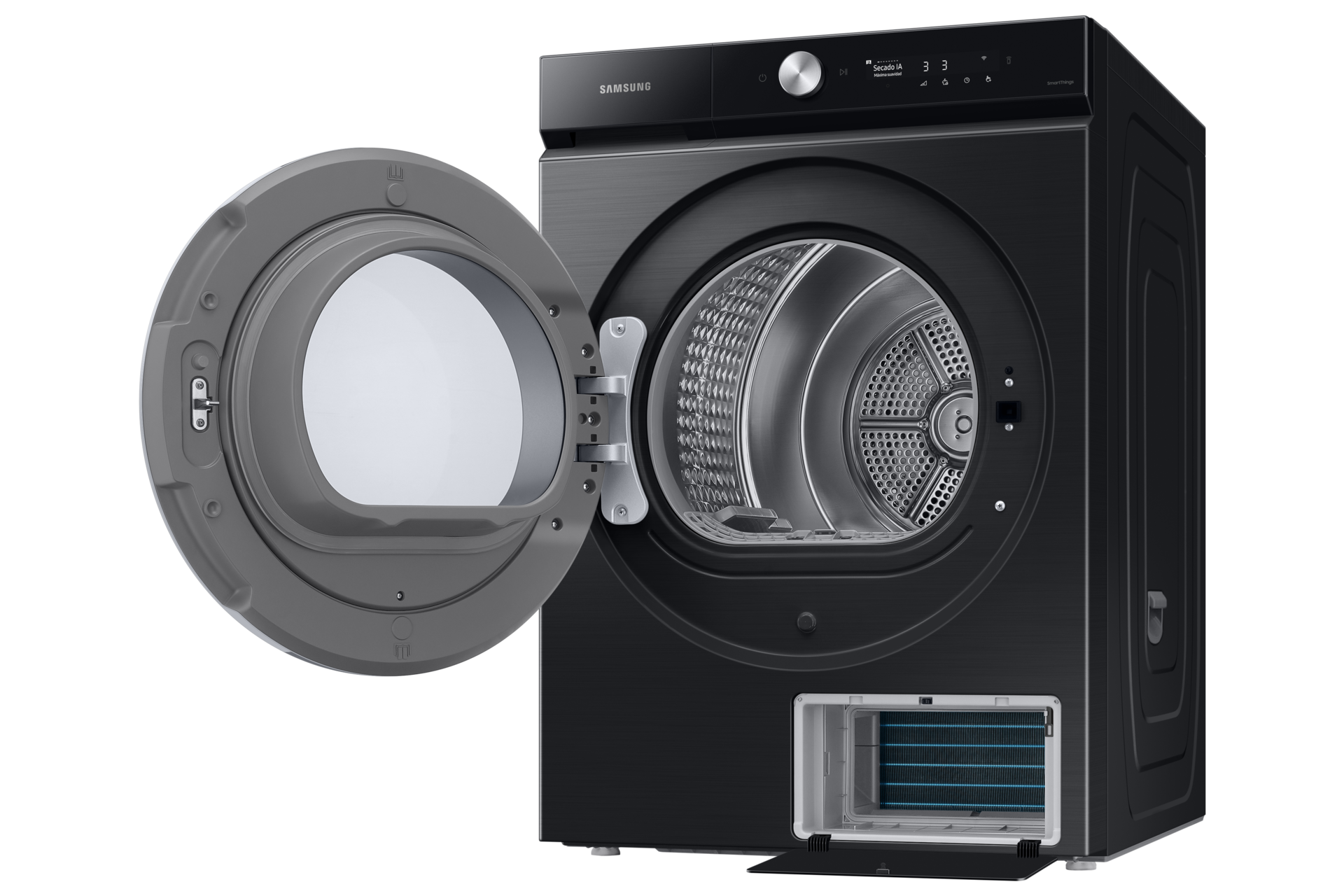 BESPOKE AI Dryer with Hybridheatpump, Auto Open Door, AI Dry R-Perspective3 Black 