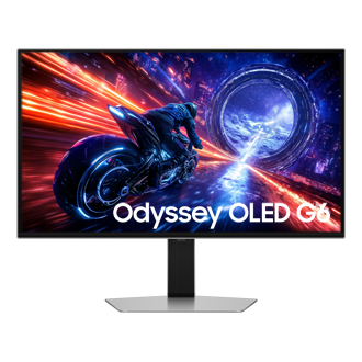 27" Odyssey OLED G6 G60SF QHD 500Hz Gaming Monitor Front Silver 