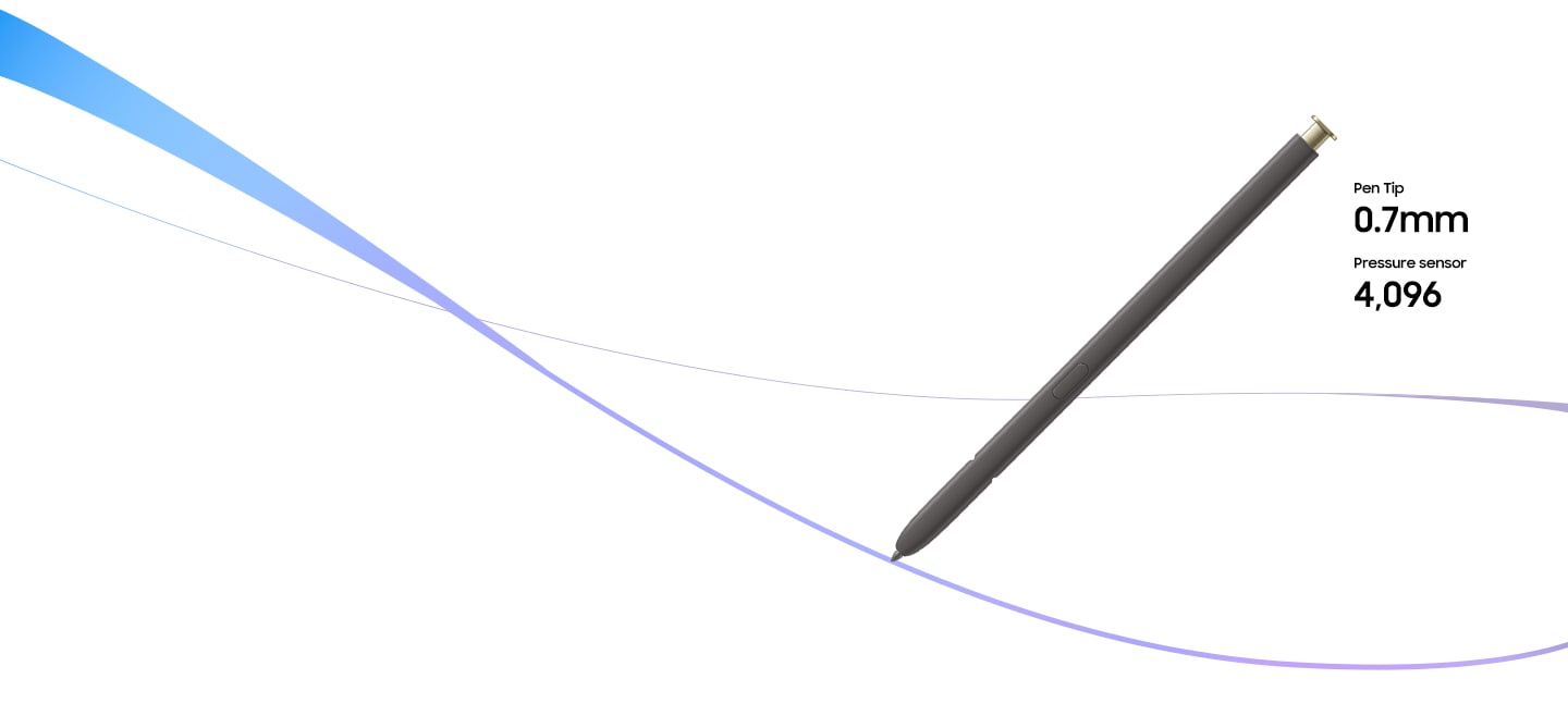 S Pen prezinta functii sofisticate, cu o scriere precisa si cursiva, un varf de stilou de 0,7 mm si un nivel al senzorului de presiune de 4.096.