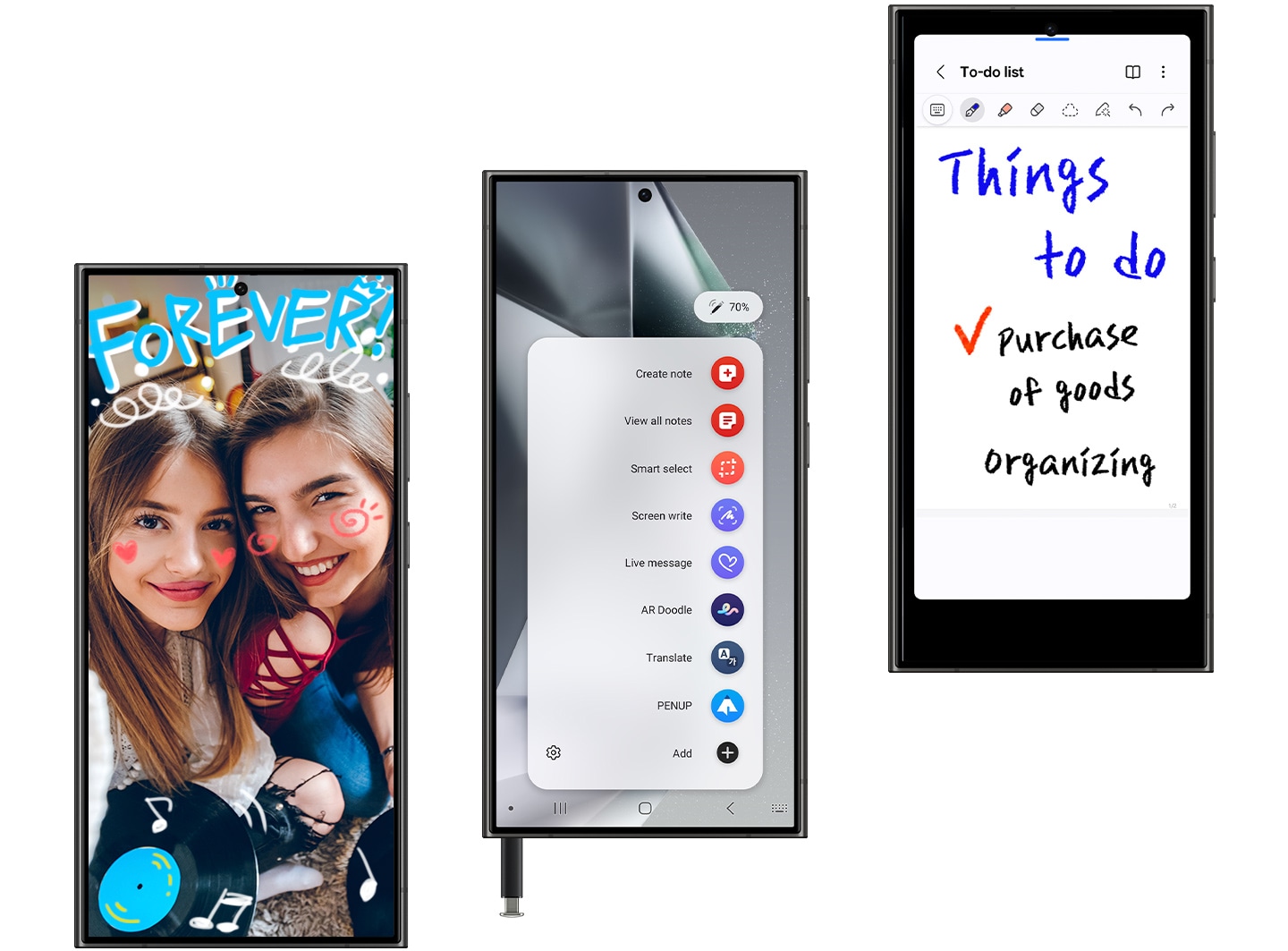 Decorezi fotografii cu functia Screen Write si accesezi o varietate de meniuri cu S Pen Air Command.