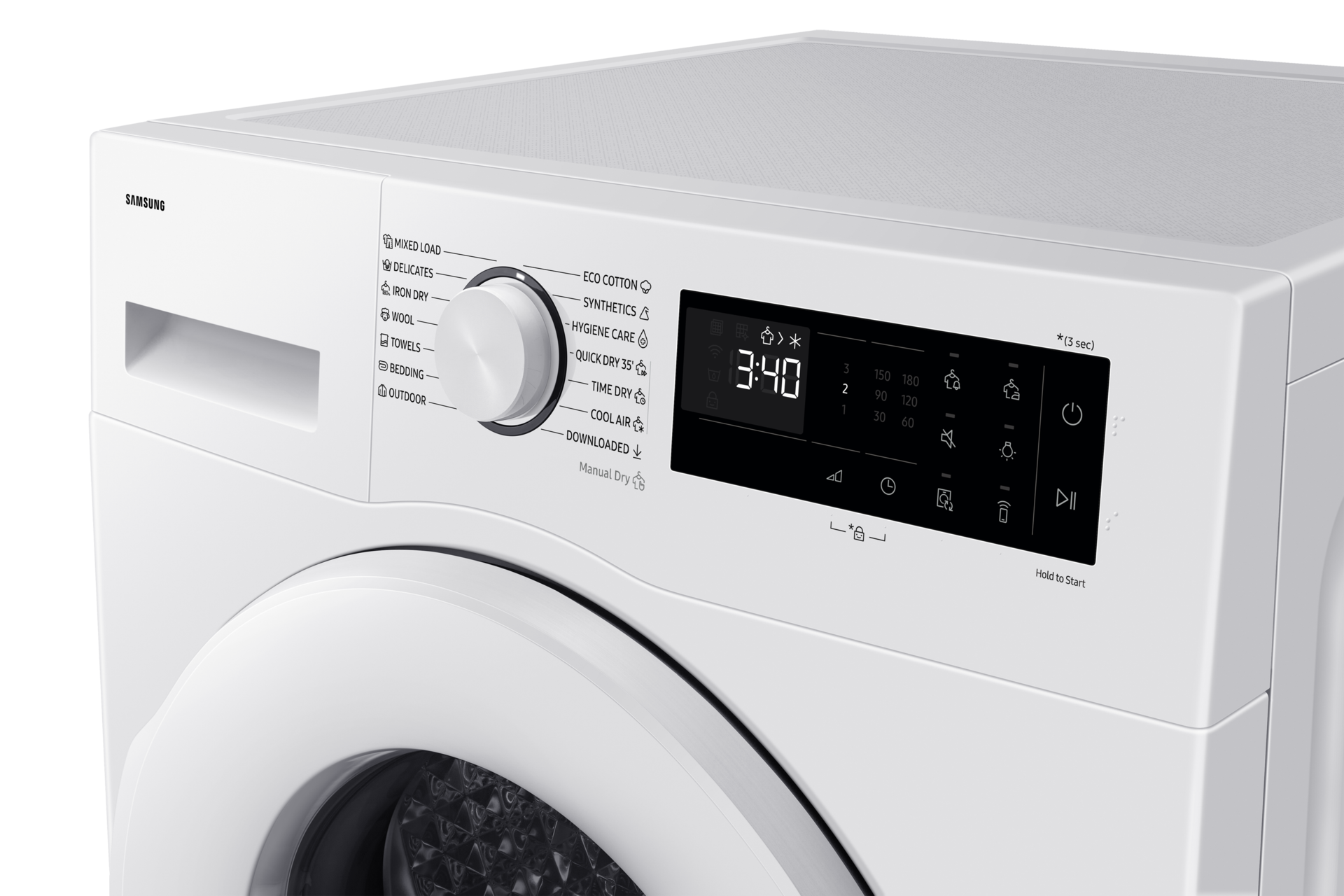 DV5000D Dryer SpaceMax™ and Hygiene Care 11kg DV80DG52B0TELE Panel-Control White 