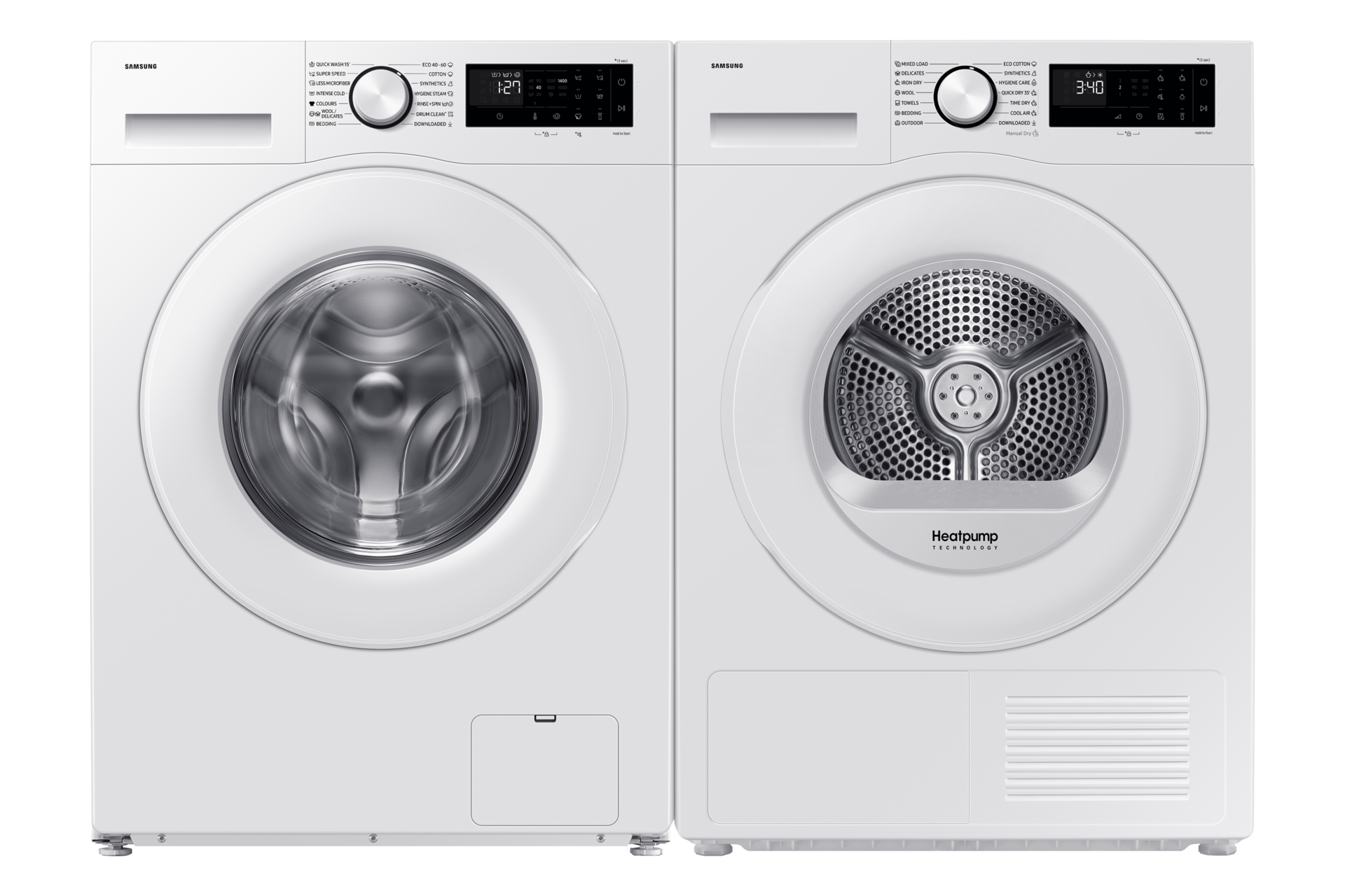 DV5000D Dryer SpaceMax™ and Hygiene Care 11kg DV80DG52B0TELE Front-Pair White 
