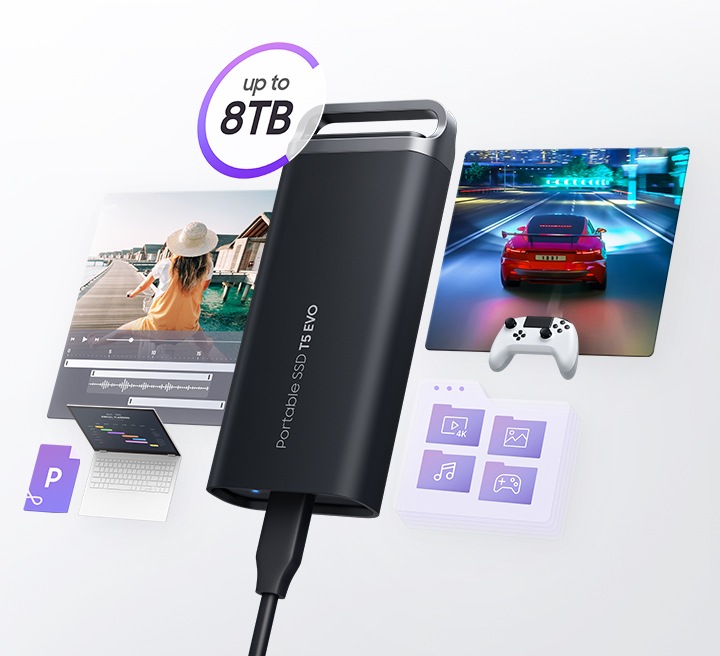 Samsung ポータブルSSD T5 EVO 4TB SSD extern Samsung T5 EVO Black, 4TB, USB 3.2 - eMAG.ro
