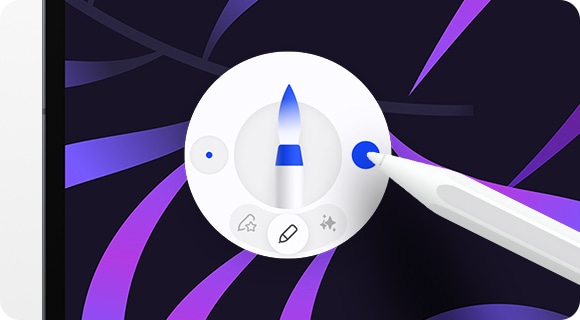 S Pen points to Quick tools icon on Galaxy Tab S11 Ultra screen that provides instant access to pen settings, streamlining your creative and writing workflow.